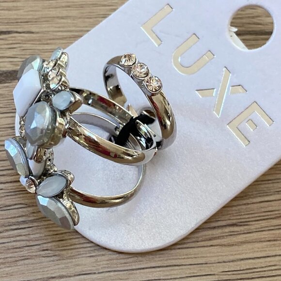 LUXE sparkle three ring set, silver - Picture 3 of 7